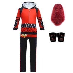ZIVANTO Girls Red Princess Costume & Wig Set