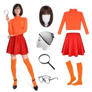 Womens Halloween Costume Set: Turtleneck & Skater Skirt