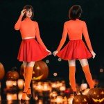 Womens Halloween Costume Set: Turtleneck & Skater Skirt