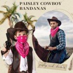 Neon Cowboy Bandanas - 6 Pack Paisley Scarfs