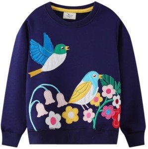 Blue Animal Print Long Sleeve Shirt for Girls