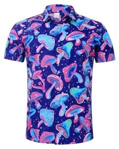 Mushroom Print Hawaiian Rave Shirt for Men