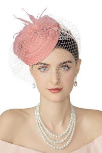 Nude Pink Feather Fascinator Hat for Halloween Parties
