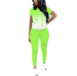 Fluorescent Green Halloween Two-Piece Jogger Set