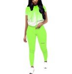 Fluorescent Green Halloween Two-Piece Jogger Set