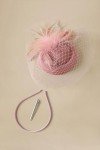 Nude Pink Feather Fascinator Hat for Halloween Parties