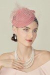 Nude Pink Feather Fascinator Hat for Halloween Parties