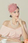 Nude Pink Feather Fascinator Hat for Halloween Parties
