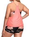 Orange Floral Tankini Set for Plus Size Ladies