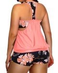 Plus Size Orange Floral Tankini Swimsuit Set