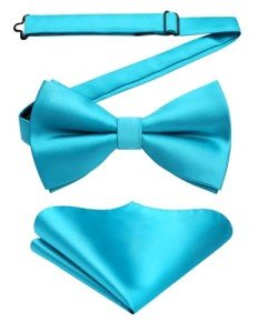 Teal Silk Bow Tie and Pocket Square Set
