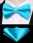 Teal Silk Bow Tie and Pocket Square Set