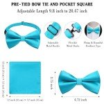 Teal Silk Bow Tie and Pocket Square Set