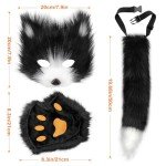 Purple Faux Fur Cat Fox Mask and Tail Set