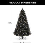 12ft Pre-Lit Black Tree for Halloween Decor