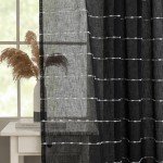Black Sheer Pinstripe Curtains for Halloween Decor