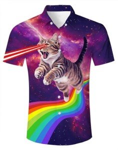 Men's Funny Rainbow Cat Hawaiian Shirt