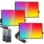 RGB LED Flood Lights for Halloween Parties - 3 Pack