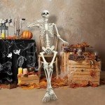 UMEELR 5.4FT Halloween Full Size Skeleton, Plastic Life Size Human Skeletons with 2 Random Animal Skeletons for Halloween Party Decoration