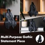 Joogour Mysterious Black Robe Grim Reaper Statue - Gothic Spooky Decor for Garden or Bookshelf - 5.9 inch Resin Figurine - Perfect Horror & Halloween Decor.