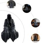 Joogour Mysterious Black Robe Grim Reaper Statue - Gothic Spooky Decor for Garden or Bookshelf - 5.9 inch Resin Figurine - Perfect Horror & Halloween Decor.