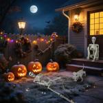 Lighted Human and Dog Skeleton Halloween Decor