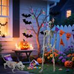 Lighted Human and Dog Skeleton Halloween Decor