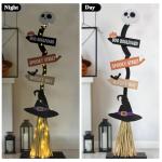 Lighted Wooden Witch’s Broom Halloween Decoration