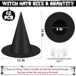 12 Pack of Black Hanging Witch Hats