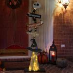 Lighted Wooden Witch’s Broom Halloween Decoration