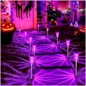 10-Pack Purple LED Solar Halloween Lights