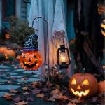 36" Halloween Solar Lantern with Pumpkin Bats