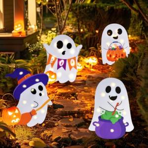 Light-Up Cute Ghost Yard Signs for Halloween