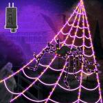 Giant LED Spider Web Halloween Decorations with Timer