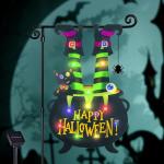 Lighted Halloween Garden Flag with Witch Feet Design