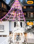 Giant LED Spider Web Halloween Decorations with Timer