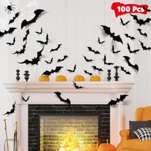 100pcs 3D Halloween Bat Stickers for Decor