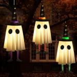 Set of 3 Glowing Hanging Halloween Ghosts