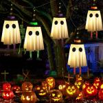 Set of 3 Glowing Hanging Halloween Ghosts