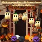 Set of 3 Glowing Hanging Halloween Ghosts