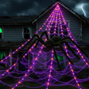 16.4FT Spider Web Lights with Black Spider