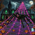 16.4FT Spider Web Lights with Black Spider