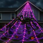 16.4FT Spider Web Lights with Black Spider