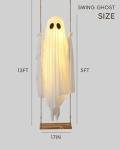 5 FT Hanging Swing Ghost with String Lights
