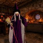 Haunted Hill Farm Life-Size Scary Talking Witch with Broomstick, Halloween Animatronic with Touch Activated Lights and Sound, Battery Operated Indoor or Covered Outdoor Halloween Decorations