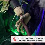 Haunted Hill Farm Life-Size Scary Talking Witch with Broomstick, Halloween Animatronic with Touch Activated Lights and Sound, Battery Operated Indoor or Covered Outdoor Halloween Decorations