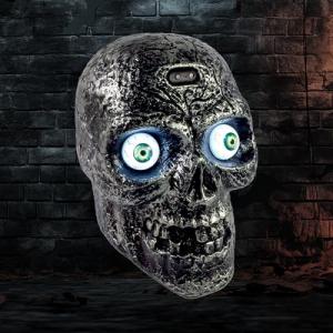 Liberty Imports Sound Activated Skull with Light Up Eyes and Creepy Sounds - Halloween Party Prop Spooky Decoration for Haunted House, Indoor Decor