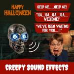Liberty Imports Sound Activated Skull with Light Up Eyes and Creepy Sounds - Halloween Party Prop Spooky Decoration for Haunted House, Indoor Decor