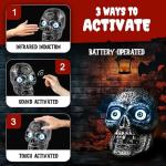 Liberty Imports Sound Activated Skull with Light Up Eyes and Creepy Sounds - Halloween Party Prop Spooky Decoration for Haunted House, Indoor Decor