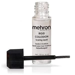 Mehron Makeup Rigid Collodion with Brush | Scarring Liquid | Liquid Scar Makeup | SFX Scar for Film .125 oz (4ml)